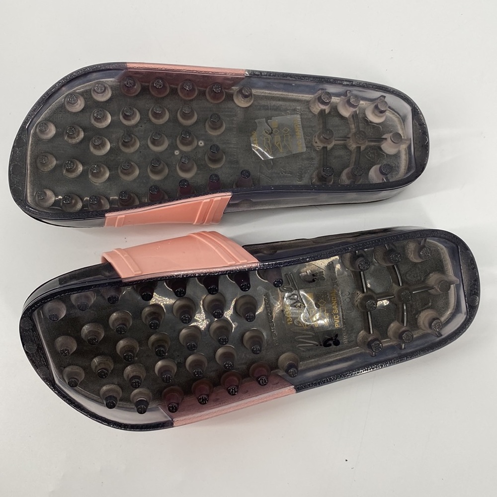 Melissa Rider Womens Slide Slip On Flat Slippers Open Toe Pink Black Size 7 - Picture 5 of 6